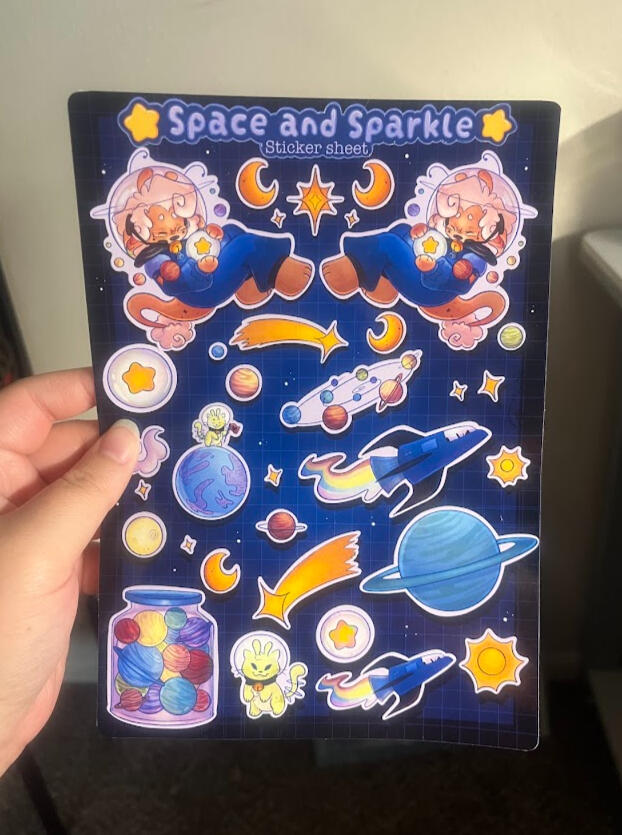 Space and sparkle sticker sheet